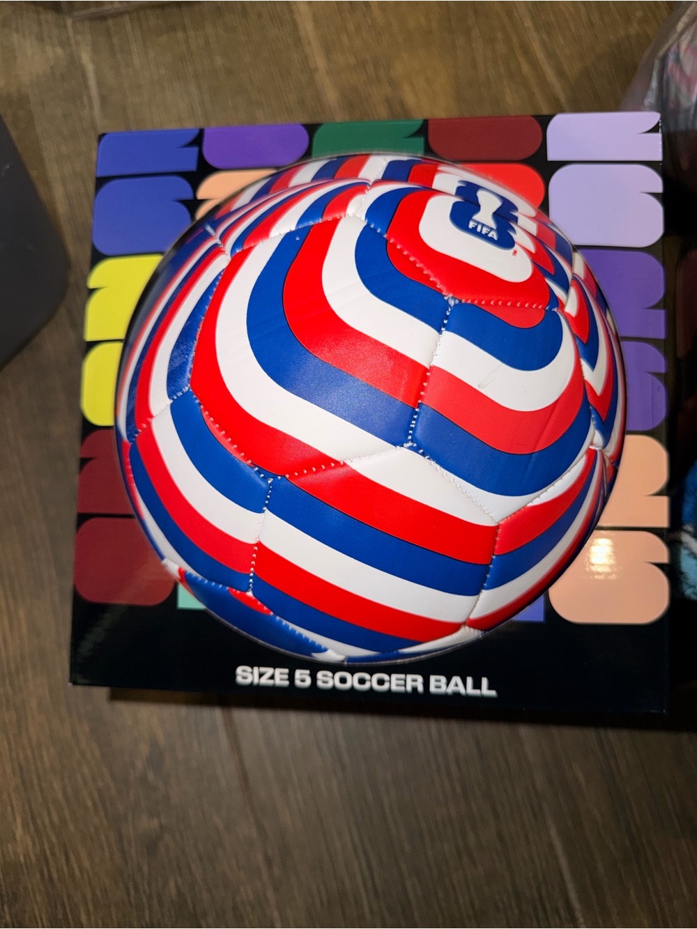 FIFA Red White Blue Team Soccer Ball. Size 5